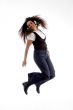 female jumping in joy