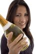 beautiful woman handling Champaign bottle