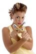 young female with nunchaku