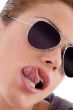 woman licking her lips