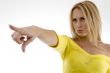 beautiful woman pointing side