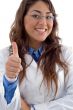 smiling doctor showing thumbs up