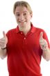 happy male showing both thumbs up