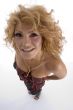 high angle view of smiling model