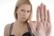 angry woman showing stopping gesture