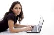 laying woman with laptop