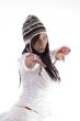 pretty woman dancing in white dress