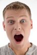 close up of shocked man