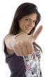 portrait of female with thumbs up