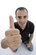 male with thumbs up hand gesture