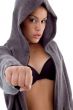 sexy woman showing her punch