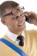 smiling young student on phone