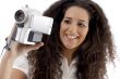 young photographer making video with handy cam