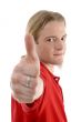  male showing thumbs up hand gesture