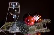 Goblet of champagne and christmas still life.