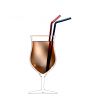 3D illustration of cocktail glass with straws