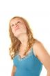Deliberating young woman