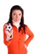 Woman holding a football
