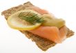 Salmon garnished on crispbread