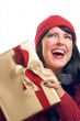 Attractive Woman Holds Gift