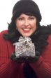 Attractive Woman Holds Gift