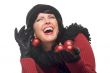 Attractive Woman Holding Red Ornaments