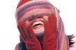 Attractive Woman With Colorful Scarf Over Eyes
