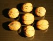 The 7 walnuts on the dark ground