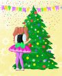 Girl decorating Christmas tree