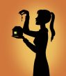 girl silhouette with house