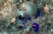Silver and purple cristmas balls and stars garlands