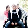 Happy family kiss