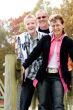 Happy family on the bridge