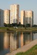 The houses with reflection