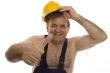 Worker with safety helmet
