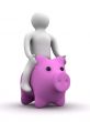 person astride a pig. Isolated 3D image