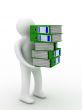 person with accounting folders. Isolated 3D image