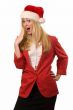 Blond woman with Santa hat