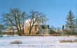 Classical gallery building in winter