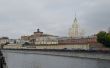Moscow river quay on gloomy weather