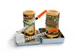 A roll of dollars with syringe
