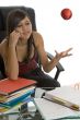 Female student when studying with apple