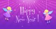 New Year`s card with angels