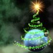 earth with abstract christmas tree spiral