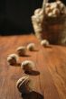 nuts on wooden surface