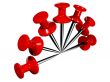 Colored plastic pushpins