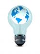 globe in bulb on white background. 3D image