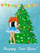 Happy New Year card with girl
