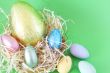 Chocolate Easter eggs in straw