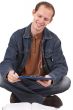 Young caucasian man studying